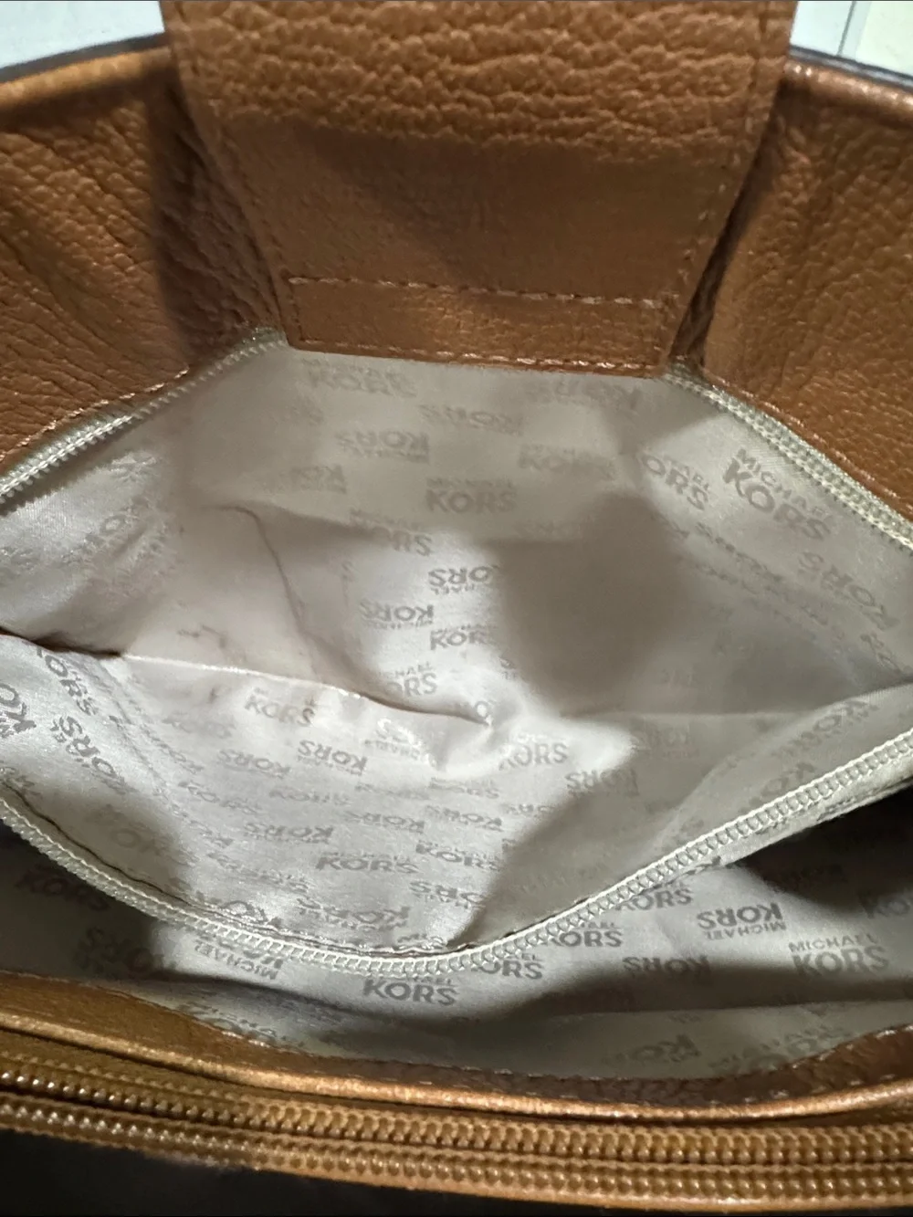 Michael Kors Tan Leather Satchel with Chain Shoulder Strap